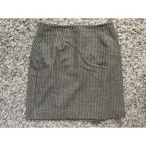 Ann Taylor Pencil Skirt Wool Size 2P Petite Houndstooth Black Cream Business
